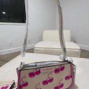 Coachtopia Cherry Print Small Wavy Shoulder Bag